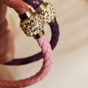 Purple and Pink Braided Bracelet Set